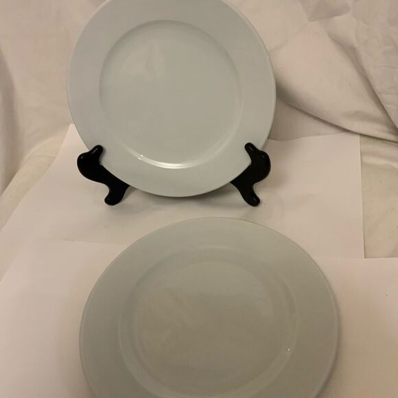 New Sur la Table Turkey WHITE Rim Dinner Plate 10 5/8" set of 2 - Picture 1 of 6